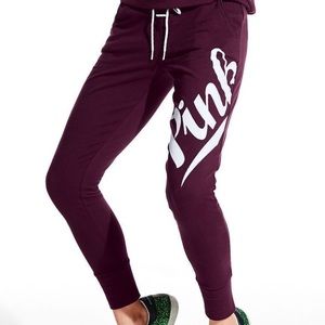 VS PINK Maroon Lace Up Joggers